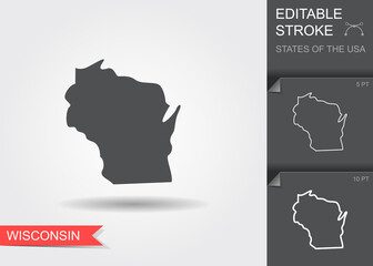 Wall Mural - Stylized map of the U.S. state of Wisconsin vector illustration