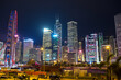 © wooooooojpn - Illuminated Financial district of Hong Kong at night　香港・中環（セントラル）の夜景 金融街