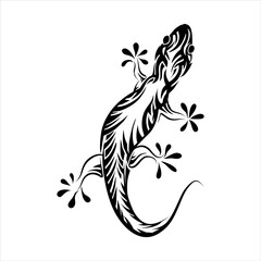 gecko tribal hand drawn black and white