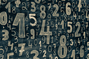 Poster - Background of numbers. from zero to nine. Numbers texture. Finance data concept. Mathematic. Seamless pattern with numbers. financial crisis concept. Business success.