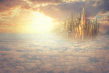 heaven above the clouds. concept shot of what heaven would look like.