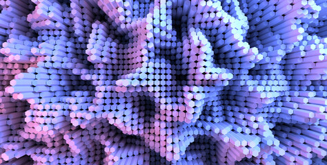 Wall Mural - 3D rendering dynamic hexagons abstract background, and neon lights, business, science, technology concept illustration.