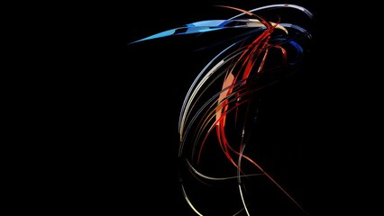 Wall Mural - Abstract twisting glossy shapes, 3D rendering background.