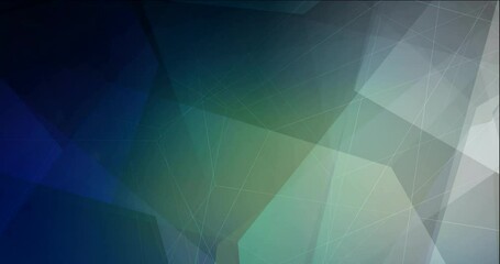 Poster - 4K looping dark blue, green polygonal video sample. Shining colorful animation in simple style. Flicker for designers. 4096 x 2160, 30 fps. Codec Photo JPEG.