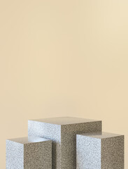 Poster - 3d illustration. Minimal scene with three empty podiums on an isolated background.