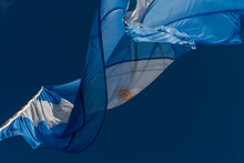 Argentinian Flag Waving With Blue Sky