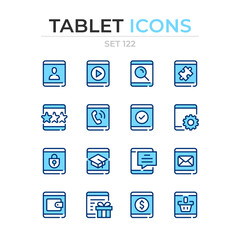 Fototapete - Tablet icons. Vector line icons set. Premium quality. Simple thin line design. Modern outline symbols collection, pictograms.