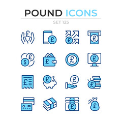 Poster - pound icons. vector line icons set. premium quality. simple thin line design. modern outline symbols