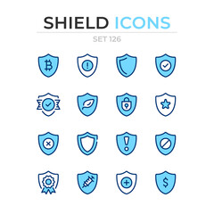 Poster - Shield icons. Vector line icons set. Premium quality. Simple thin line design. Modern outline symbols collection, pictograms.