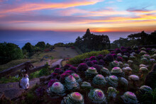 Beautiful Scenery During Sunrise Of Huai Nam Dang National Park At Chiang Mai In Thailand.