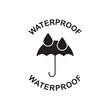waterproof label icon in black flat glyph, filled style isolated on white background