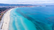 Aerial view of famous Ilica beach was taken by drone, Cesme - Izmir - Turkey