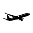 Silhouette black airplane isolated on the white background