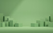© Tiviland - Abstract 3d render, green geometric background design with cubes. Minimalist blank scene with squares, modern graphic design.