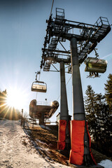 Wall Mural - Top station of ski-lift chair at Salamandra resort in winter season, Slovakia