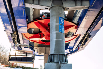 Wall Mural - Top station of ski-lift chair at Salamandra resort in winter season, Slovakia