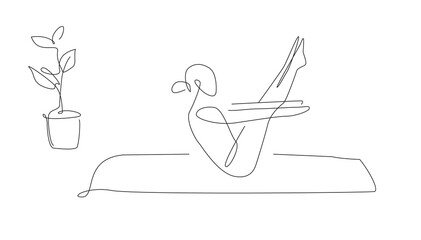 Wall Mural - yoga Cobra Pose. One line yoga asana illustration. Vector pilates simple pose