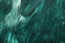Fluid Art. Liquid Velvet Jade Green Abstract Drips And Wave. Marble Effect Background Or Texture