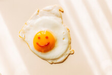 Fried Egg With Smiley Face On Yolk