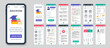 Set of UI, UX, GUI screens Education app flat design template for mobile apps, responsive website wireframes. Web design UI kit. Education Dashboard.