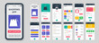 © alexdndz - Set of UI, UX, GUI screens Shopping app flat design template for mobile apps, responsive website wireframes. Web design UI kit. Shopping Dashboard.