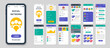 © alexdndz - Set of UI, UX, GUI screens Social Network app flat design template for mobile apps, responsive website wireframes. Web design UI kit. Social Network Dashboard.