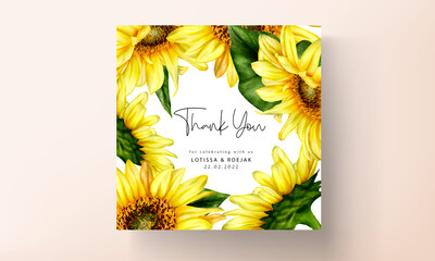 Wall Mural - wedding invitation card with beautiful sun flower template