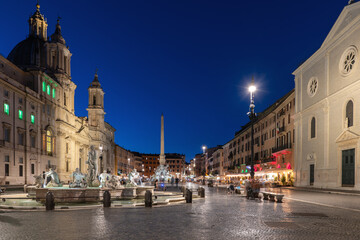 Wall Mural - Piazza Navona Square At Night In Rome, Italy