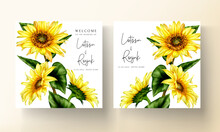 Wedding Invitation Card With Beautiful Sun Flower Template
