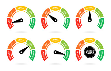 Poster - Gauge icon set. Speedometer symbol collection vector illustration.