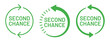 Second chance text with arrow around icon set.