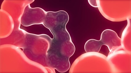 Poster - Floating glowing drops of liquid abstract background 3d rendering loop animation