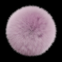 Fluffy Ball, Furry Pink Sphere Isolated On Black Background