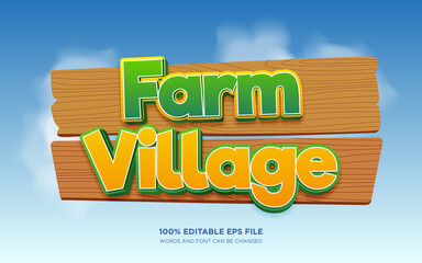 Farm Village 3D editable text style effect	