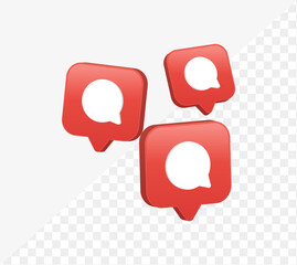 Poster - 3d comment bubble icon in modern glossy speech bubble for social media notifications icons - message bubbles social network reactions	
