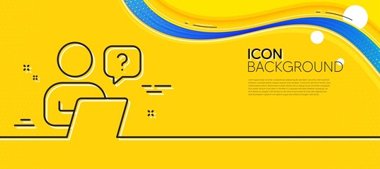 Poster - online question line icon. abstract yellow background. ask help sign. outsource support symbol. mini