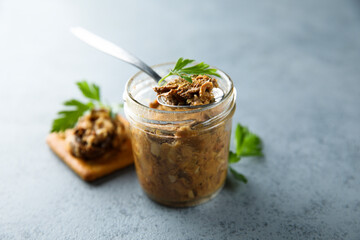 Canvas Print - Homemade vegetarian pate with olives