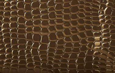 Wall Mural - Brown crocodile leather pattern for background. Glossy alligator skin.