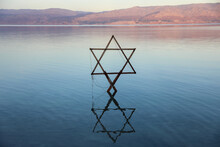 The Star Of David Known In Hebrew As The Shield Of David Or Magen David, Taken On The Dead Sea. High Quality Photo
