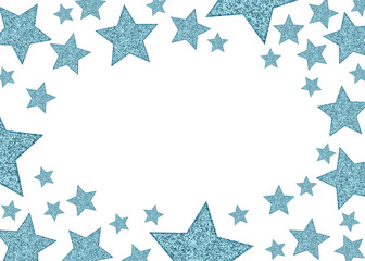 Wall Mural - Fun border with blue star isolated on white
