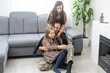 © Angelov - military father and two daughters at home