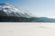 St. Moritz, St. Moritzersee, Stazerwald, Rosatschgruppe, Stazersee, Winter, Wintersport, Winterspazierweg, Langlauf, Eisfläche, Oberengadin, Graubünden, Schweiz