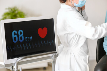 Wall Mural - Modern heart rate monitor in hospital