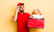 young man. deliver take away fast food concept