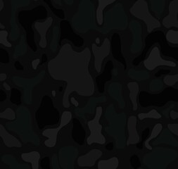 Wall Mural - 
Black camo pattern, night texture, seamless vector background, trendy urban print.