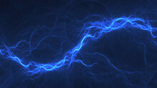 Blue Fractal Lightning Background, Electrical Abstract