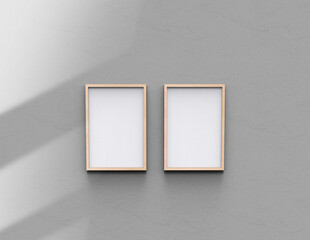 Poster - Picture frame background using 3D rendering and geometry. Framed background mock-up for poster design or exhibition of artwork. 3d rendering illustration.