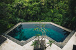 Garden in the backyard with swimming pool and cozy gazebo in Bali Indonesia