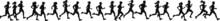 Group Of Running Men And Women Side View Of Vector Runner Silhouette