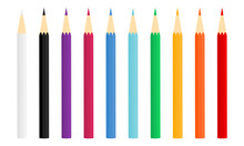 Set of colored pencils. Crayons - colored pencil on white background. Pencils for painting.